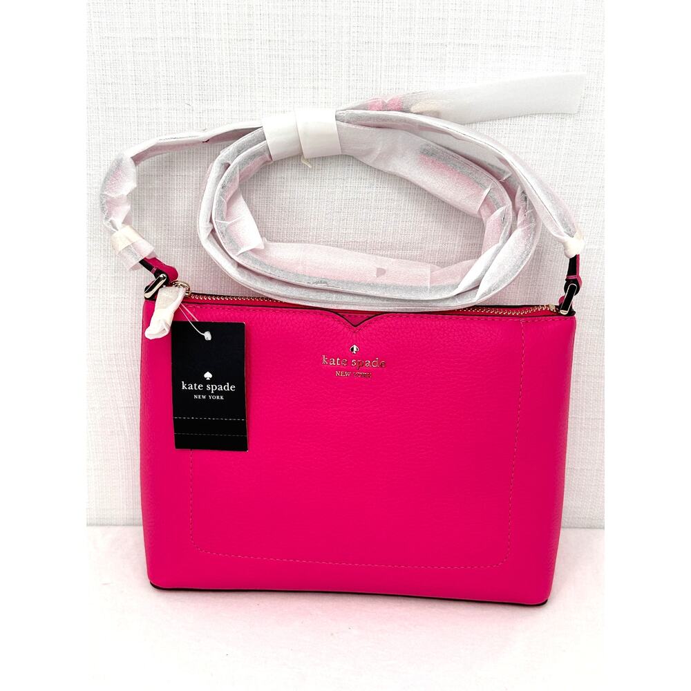 Kate Spade Harlow Crossbody Deep Hibis Pink Pebbled Leather NWT $279